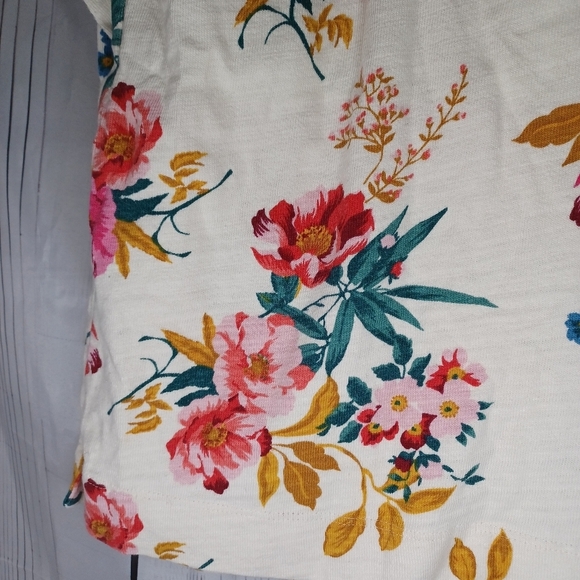LOFT 100% Cotton Women's Floral Print Top - Cream and Pink Size S - Picture 13 of 16